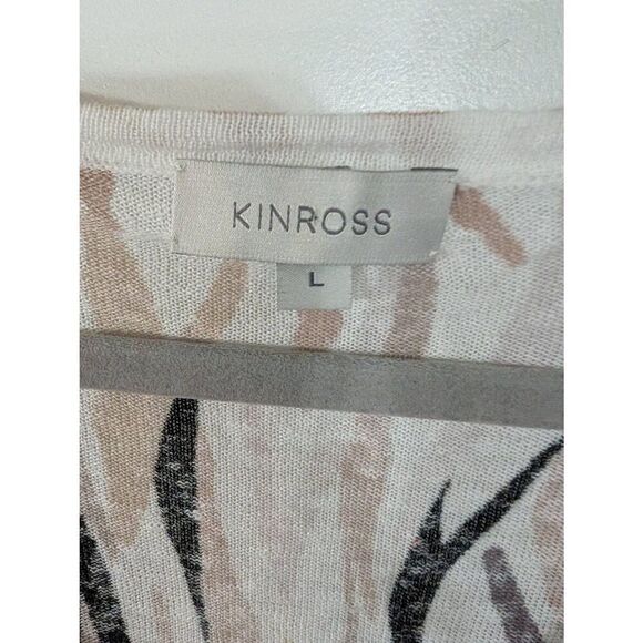 Kinross Linen‎ Sweater women's Large tan black neutral swirls modern lagenlook - Picture 3 of 7